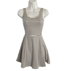 H&M Fit and Flare Black and White Striped Short Dress Size 2